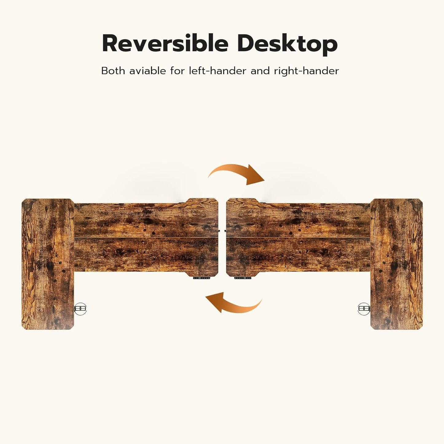 59 Inch Reversible L Shaped Electric Standing Desk Brown