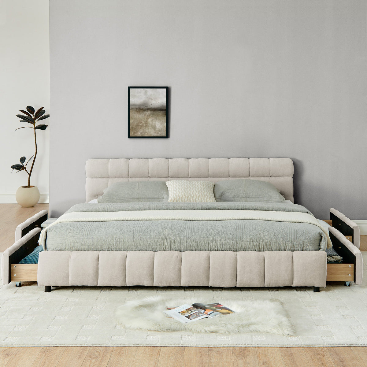 King Size Upholstered Bed with Storage