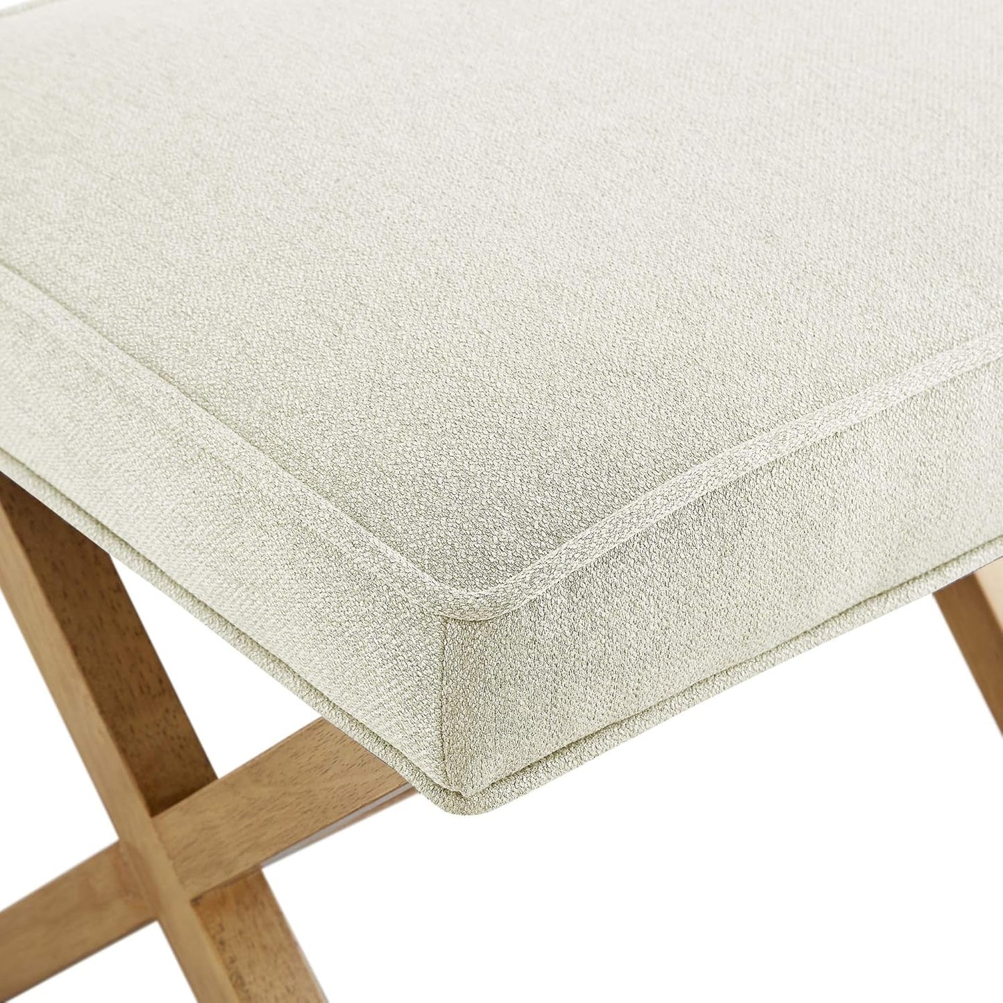 Small Ivory Upholstered Ottoman Footrest With Xframe