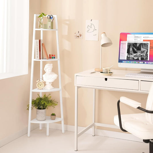 4 Tier Corner Shelf With Metal Frame Tall Bookshelf