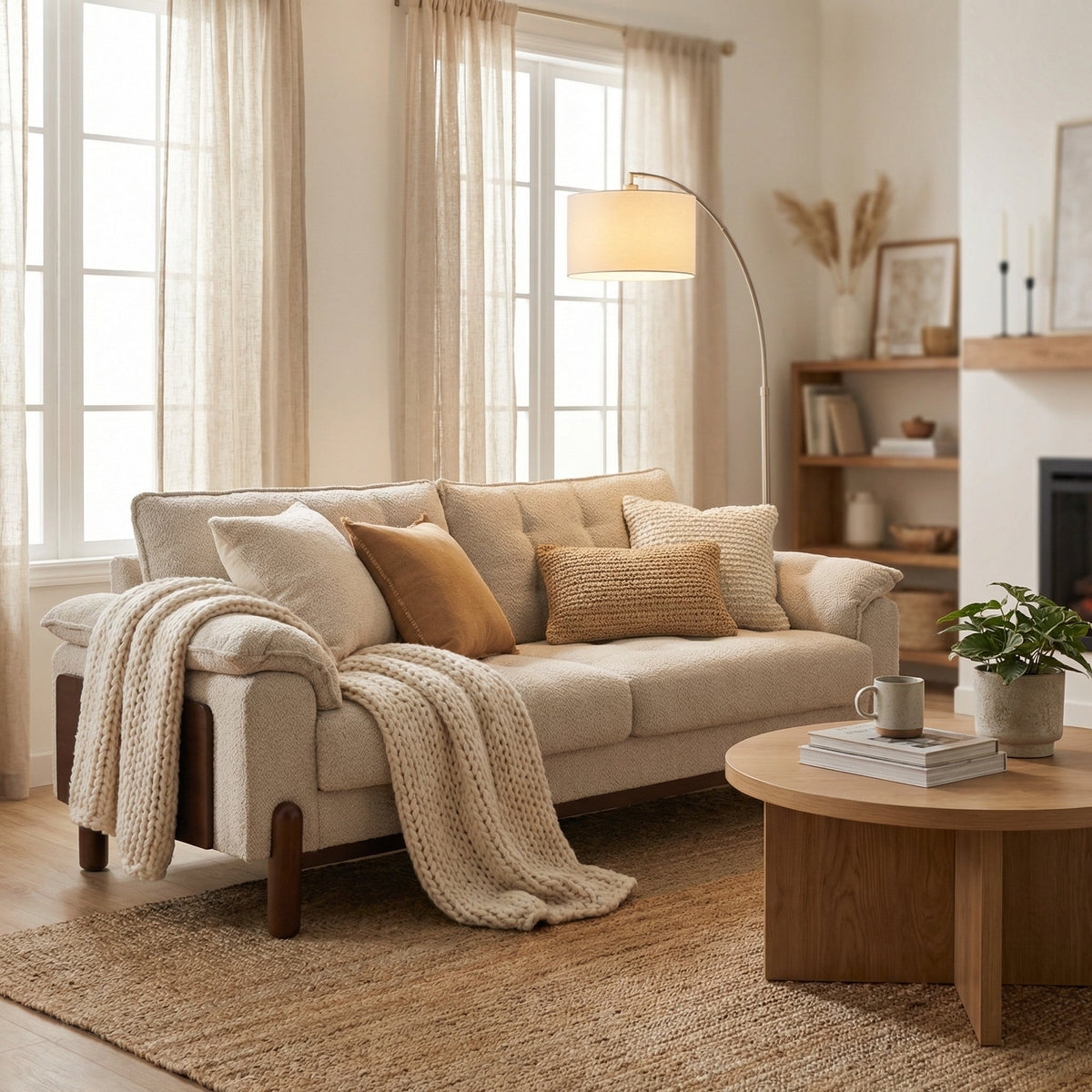 83.5 In. 3 Seater Modern Boucle Upholstered Sofa