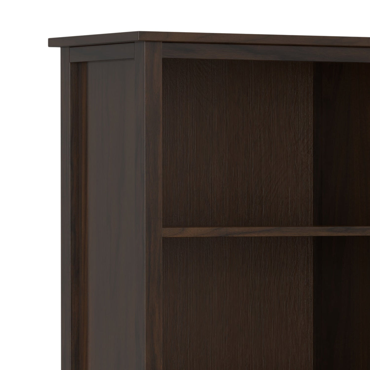 Warm Shaker 72 Inch Tall Solid Wood 5 Shelf Bookcase in Brunette