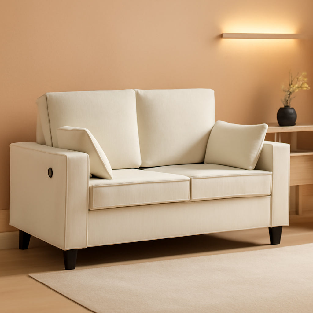 Beige 65-Inch Sleeper Sofa Bed, 2-in-1 Convertible