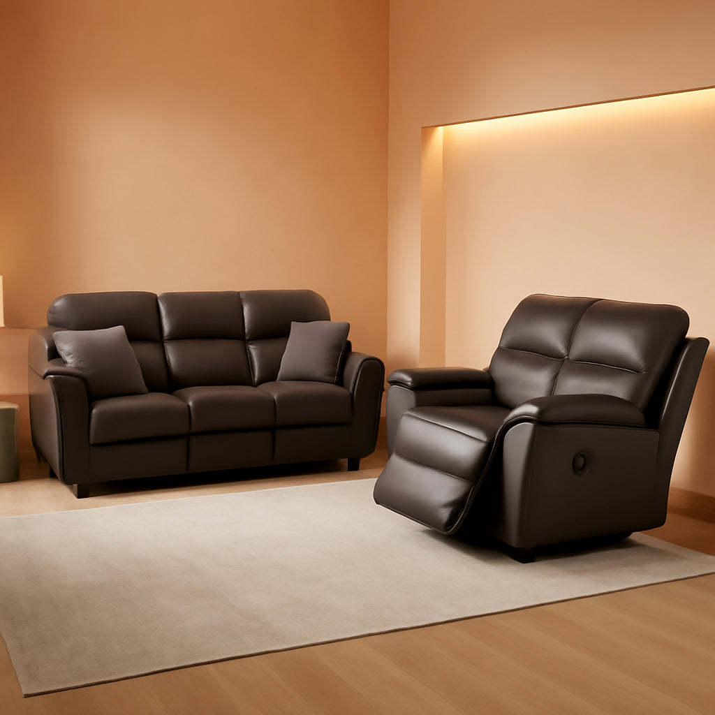 Lerona Dark Gray Faux Leather 2 Piece Recliner Sofa Set