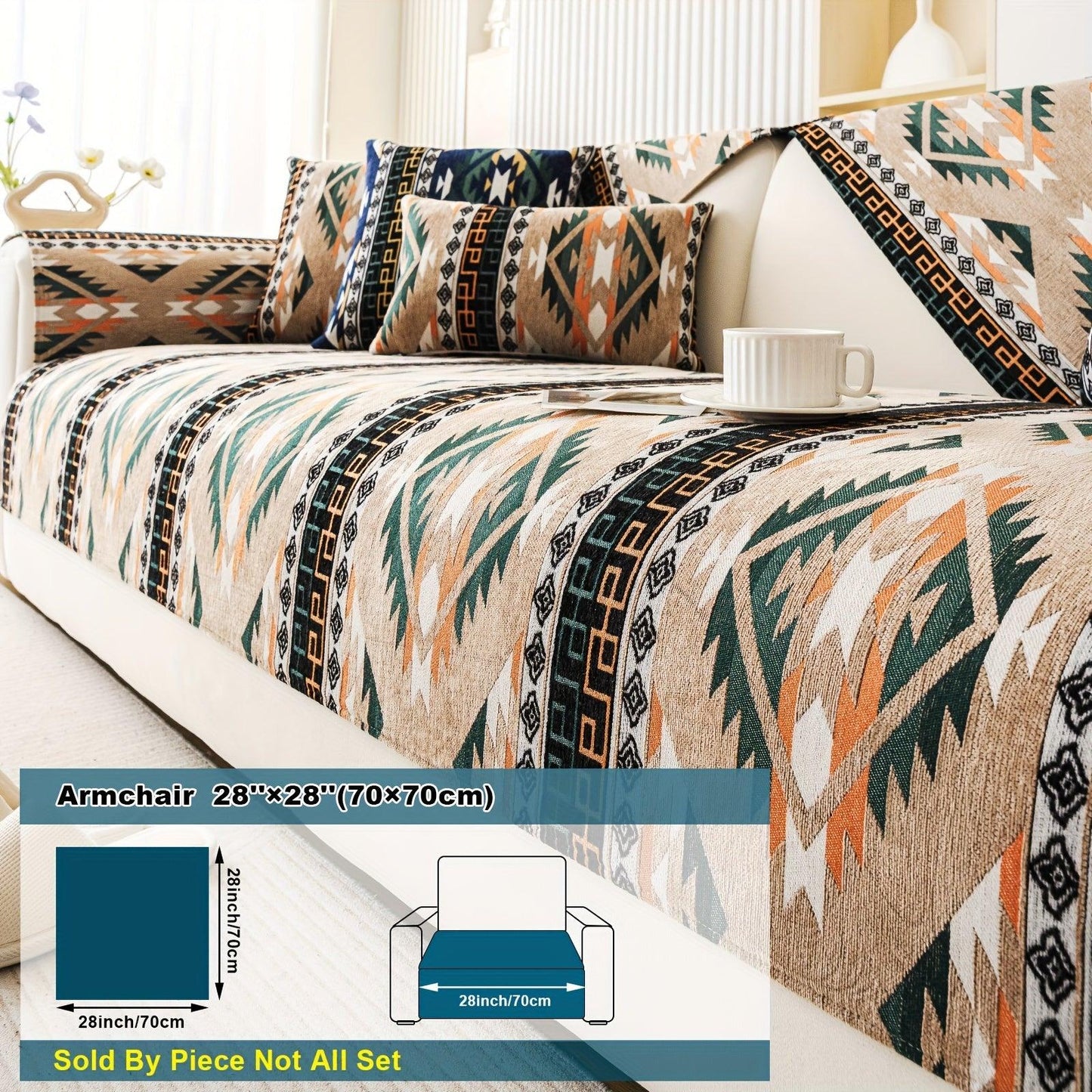 Boho Couch Cover - Chic Snow Chenille Sofa Slipcover