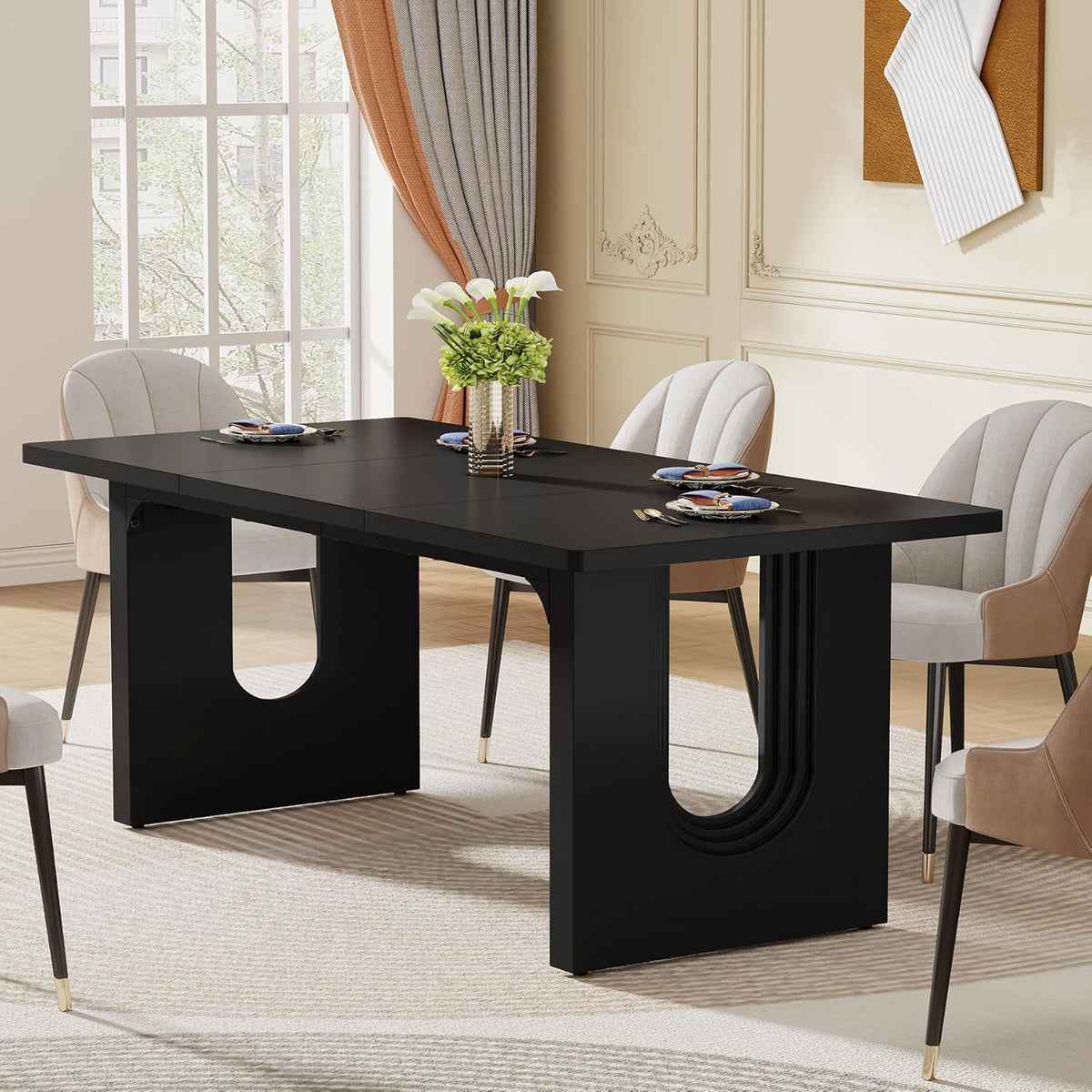 71" Modern Black Dining Table