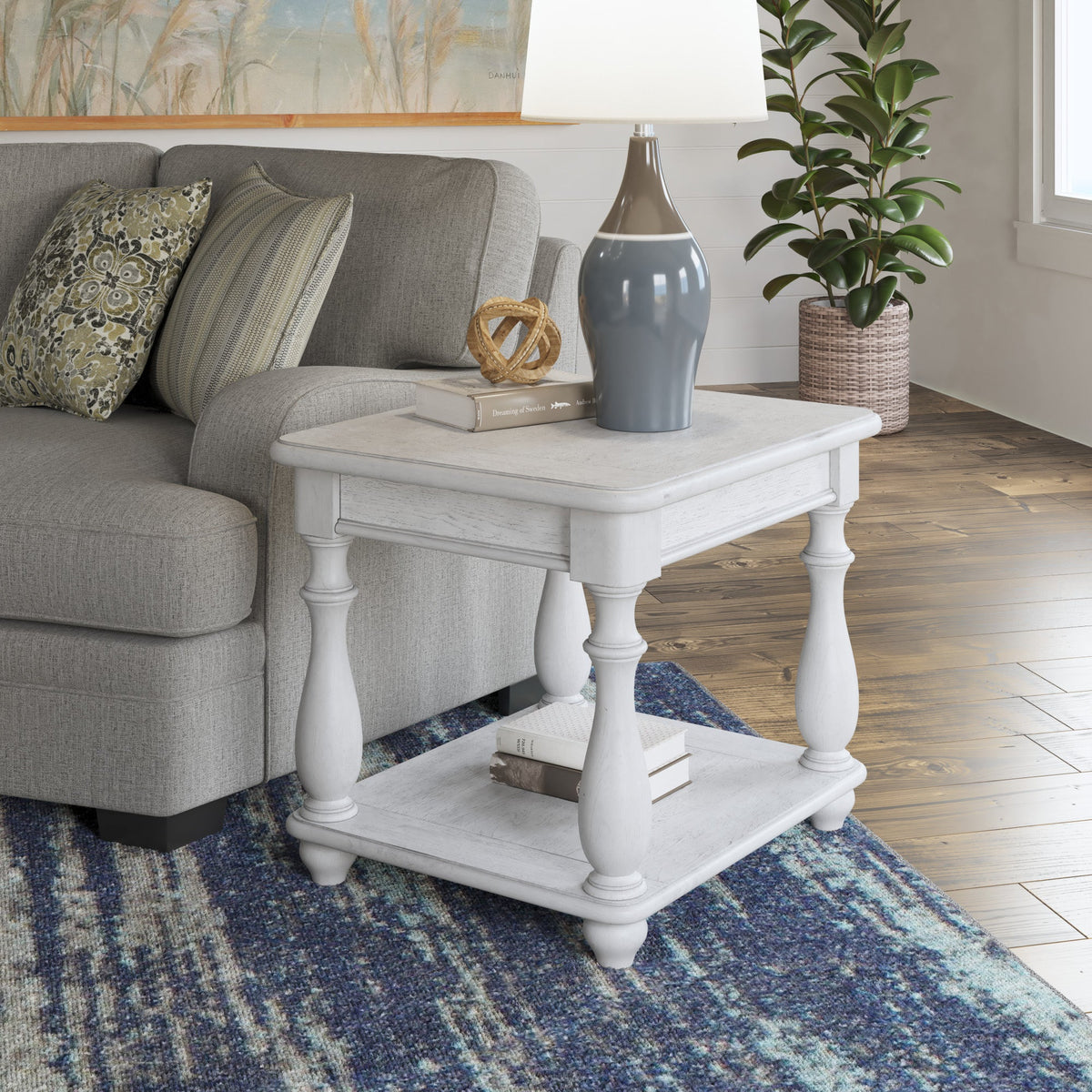 Gray Square End Table