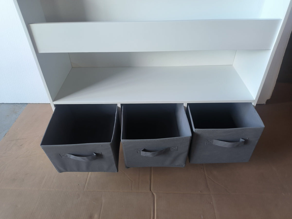 Kids Bookshelf with 3 Fabric Bins