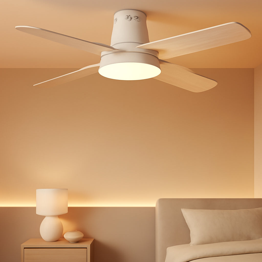 44 Inch White Smart Ceiling Fan With Dimmable LED Light And Remote