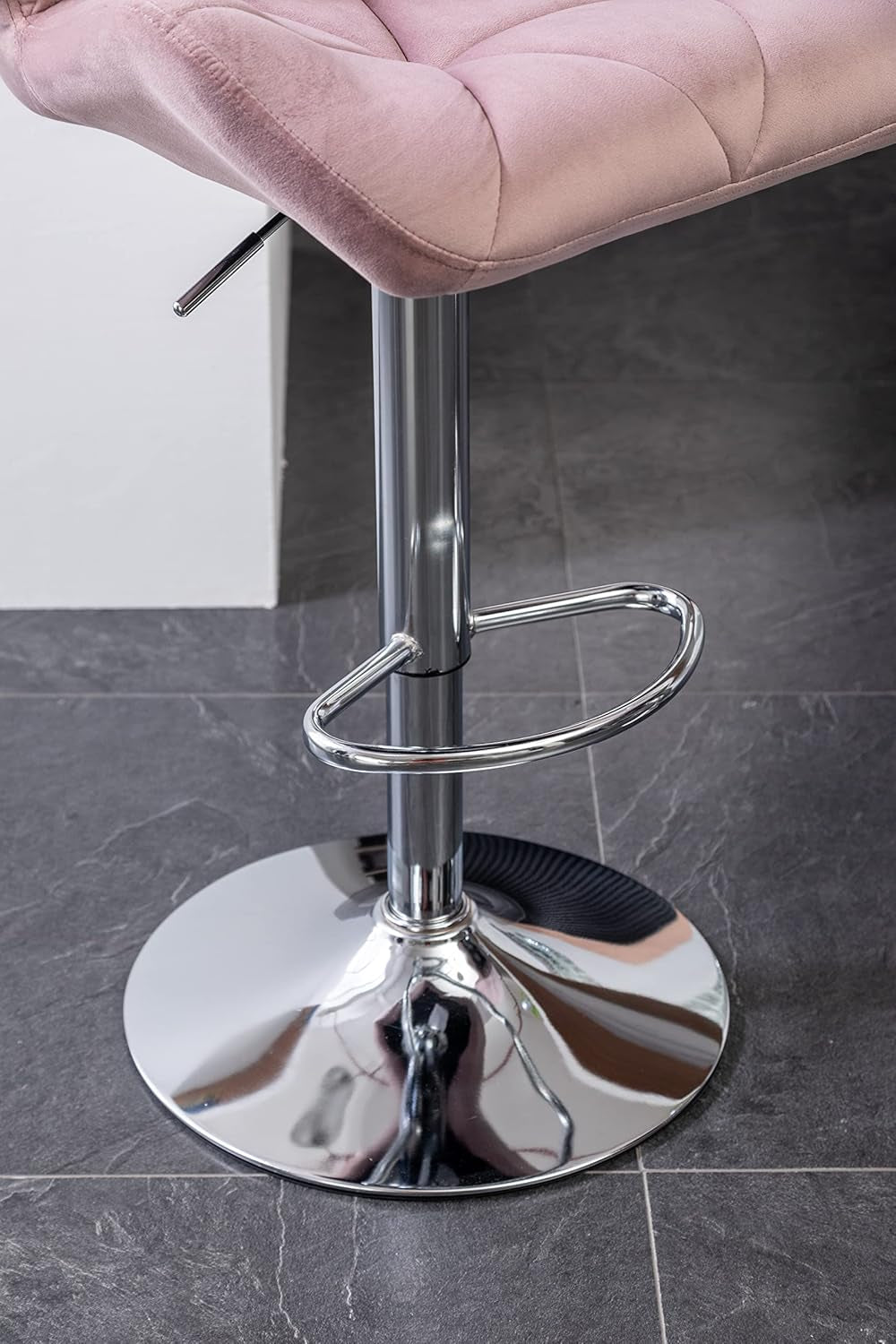 Breni Velvet Diamond Tufted Swivel Bar Stool Set Of 2 Mauve