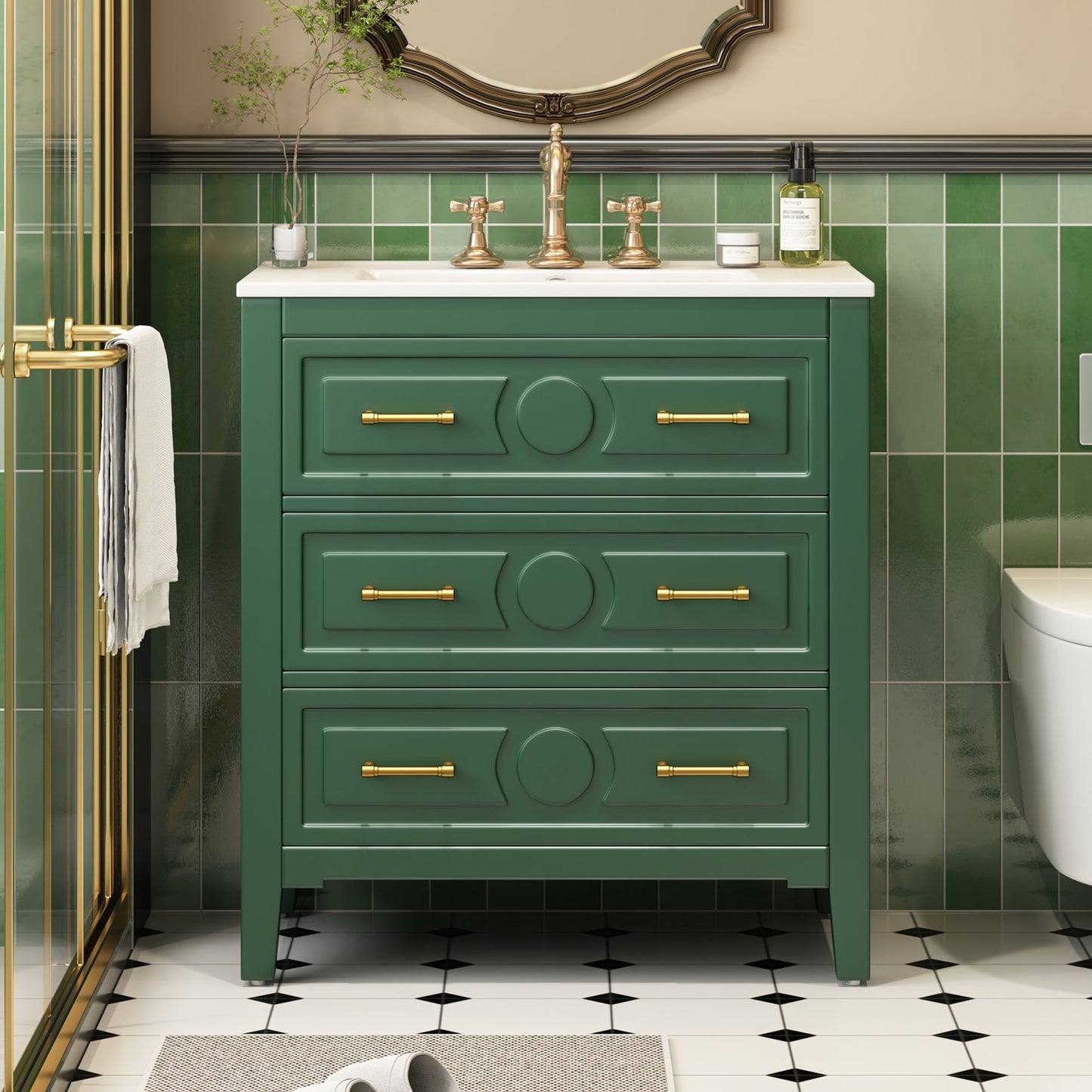 30" Bathroom Vanity with Ceramic Sink Combo