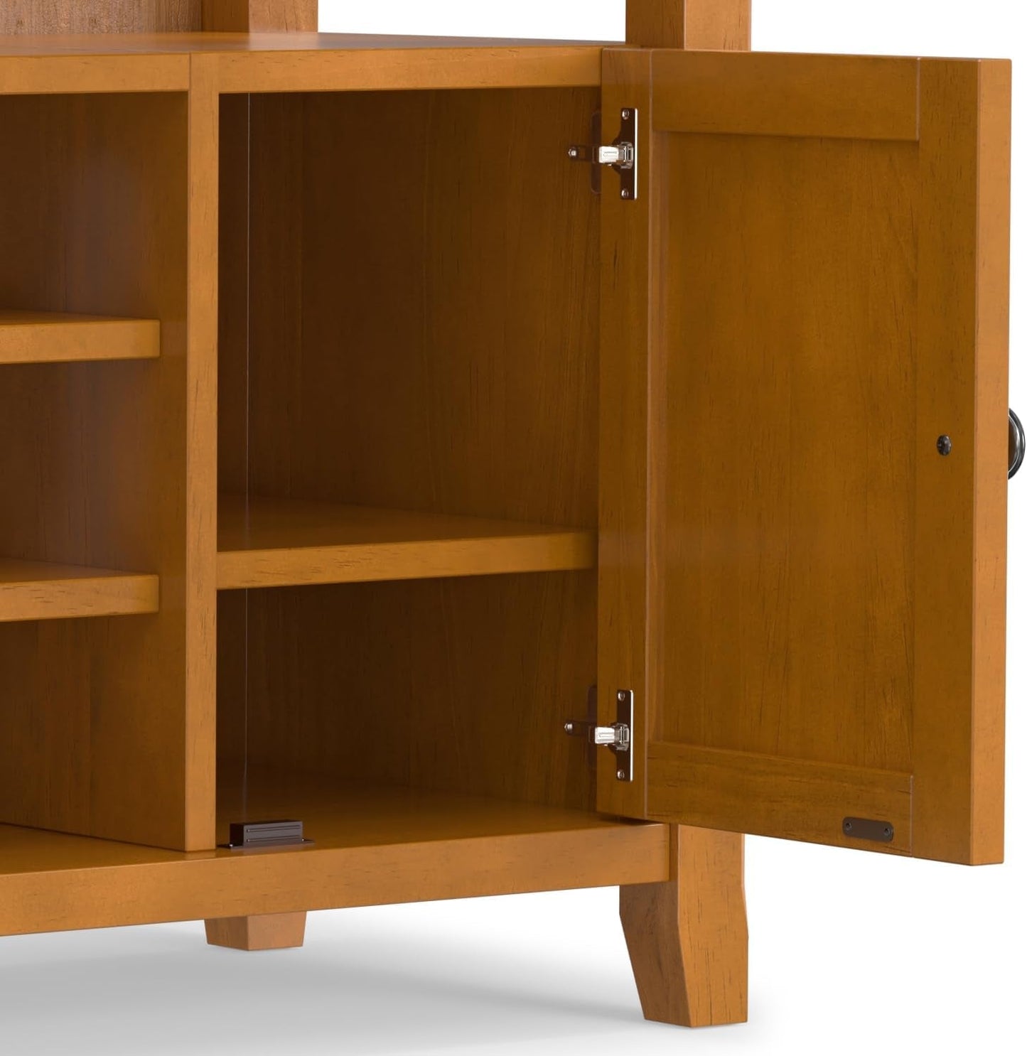 TV Media Stand 54 Inch Wide Golden Brown Cabinet Storage