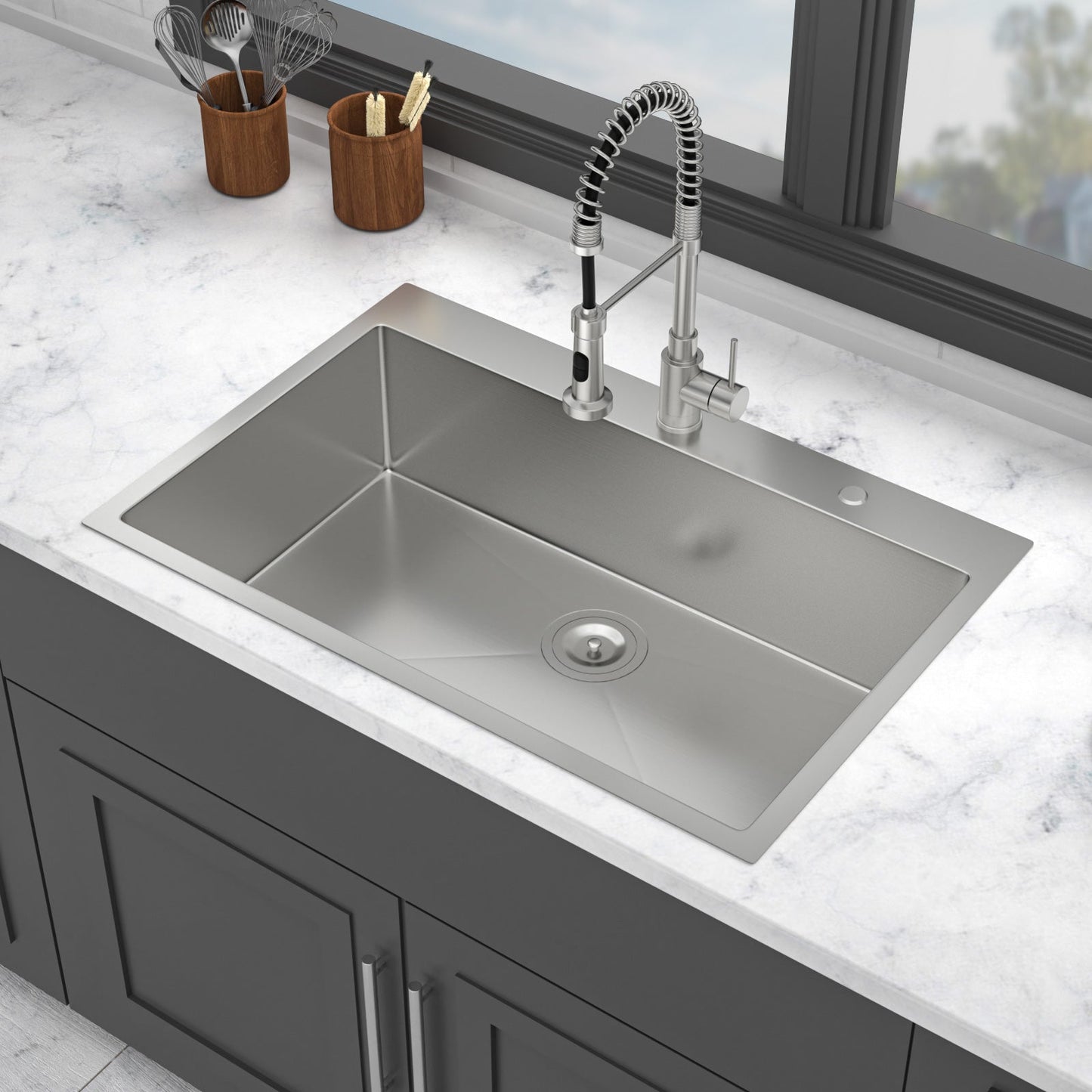 30" Single Bowl Topmount Kitchen Sink