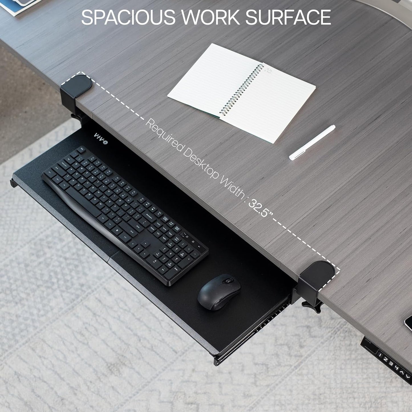 Under Desk Keyboard Tray 27x11 Inch C Clamp Mount Black