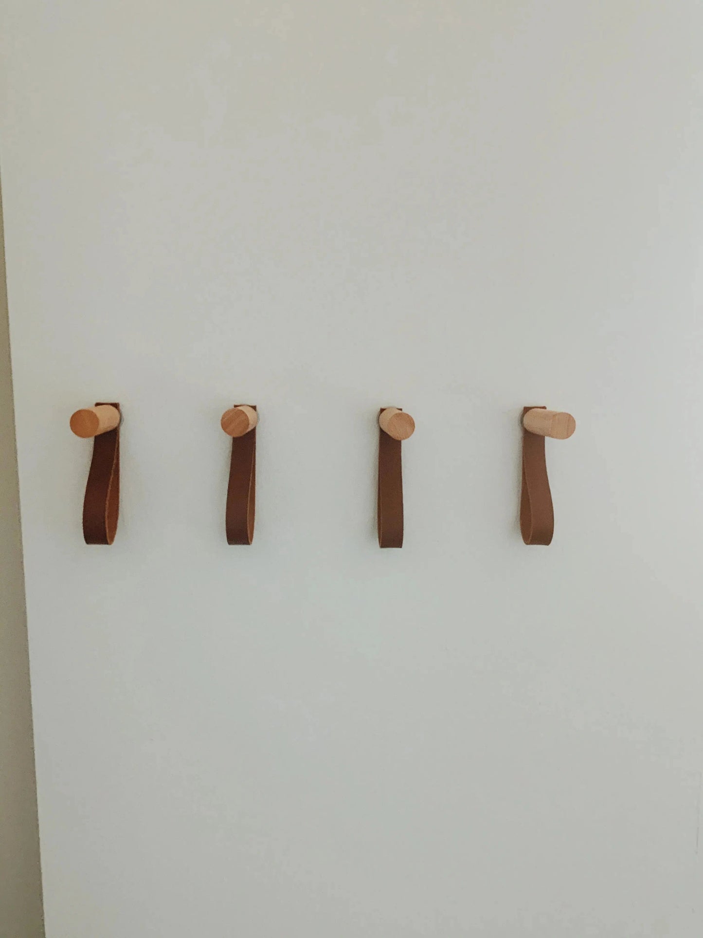 Modern Wood Hook With Leather Strap