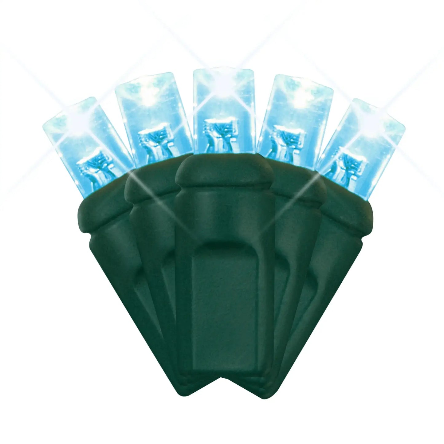 LED Mini Lights 5MM Aqua Twinkle Green Wire - 6" Spacing