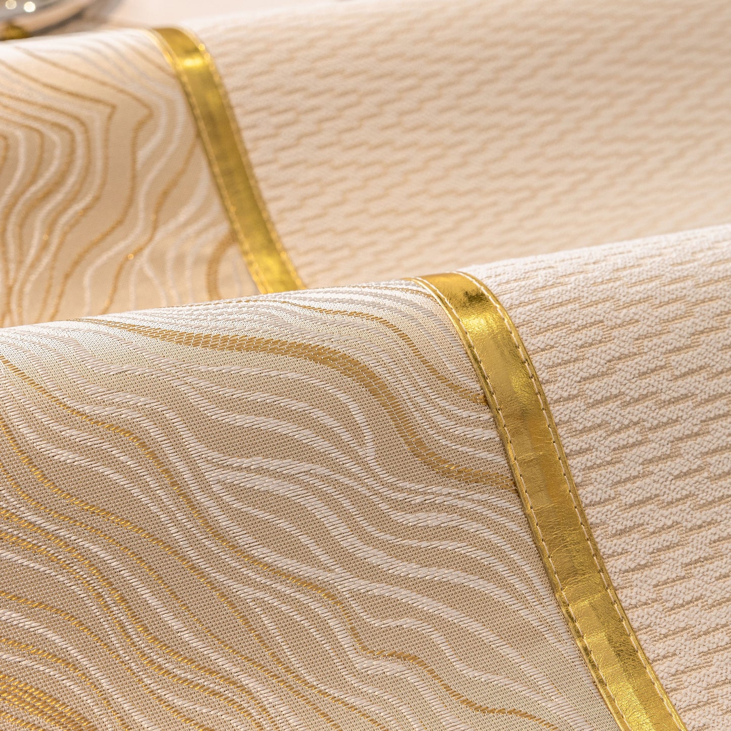Non-Slip Couch Cover with Gold Trim, Sofa Slipcover for Sectional & Loveseat