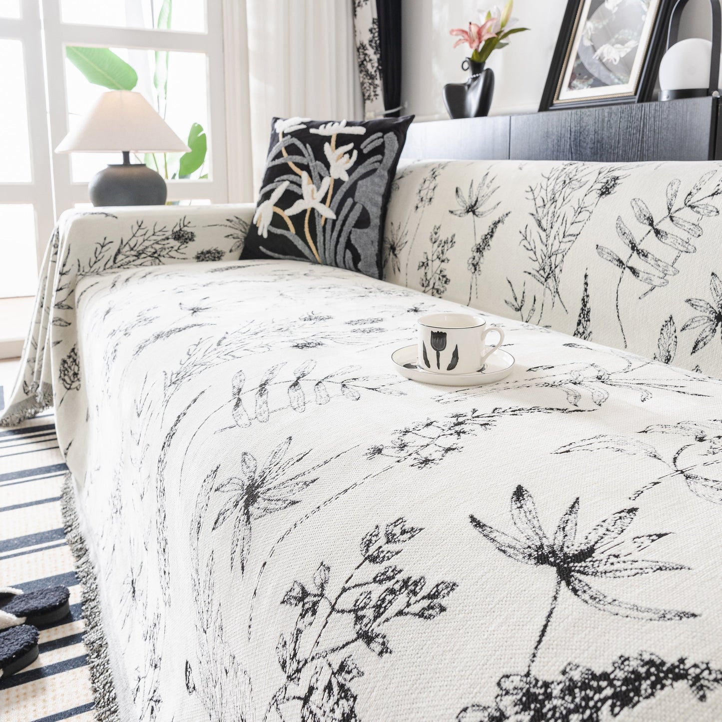 Chenille Giverny Couch Cover, Cozy Blankets for Sofa and Couch, Slip Covers for Couch Sectional