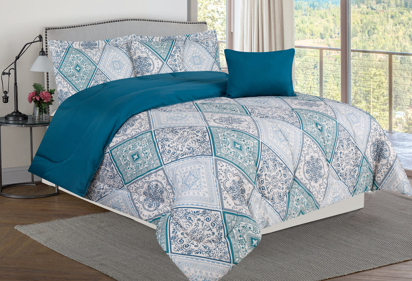 Bibb Home 5 Piece Comforter Set with Decorative Pillows