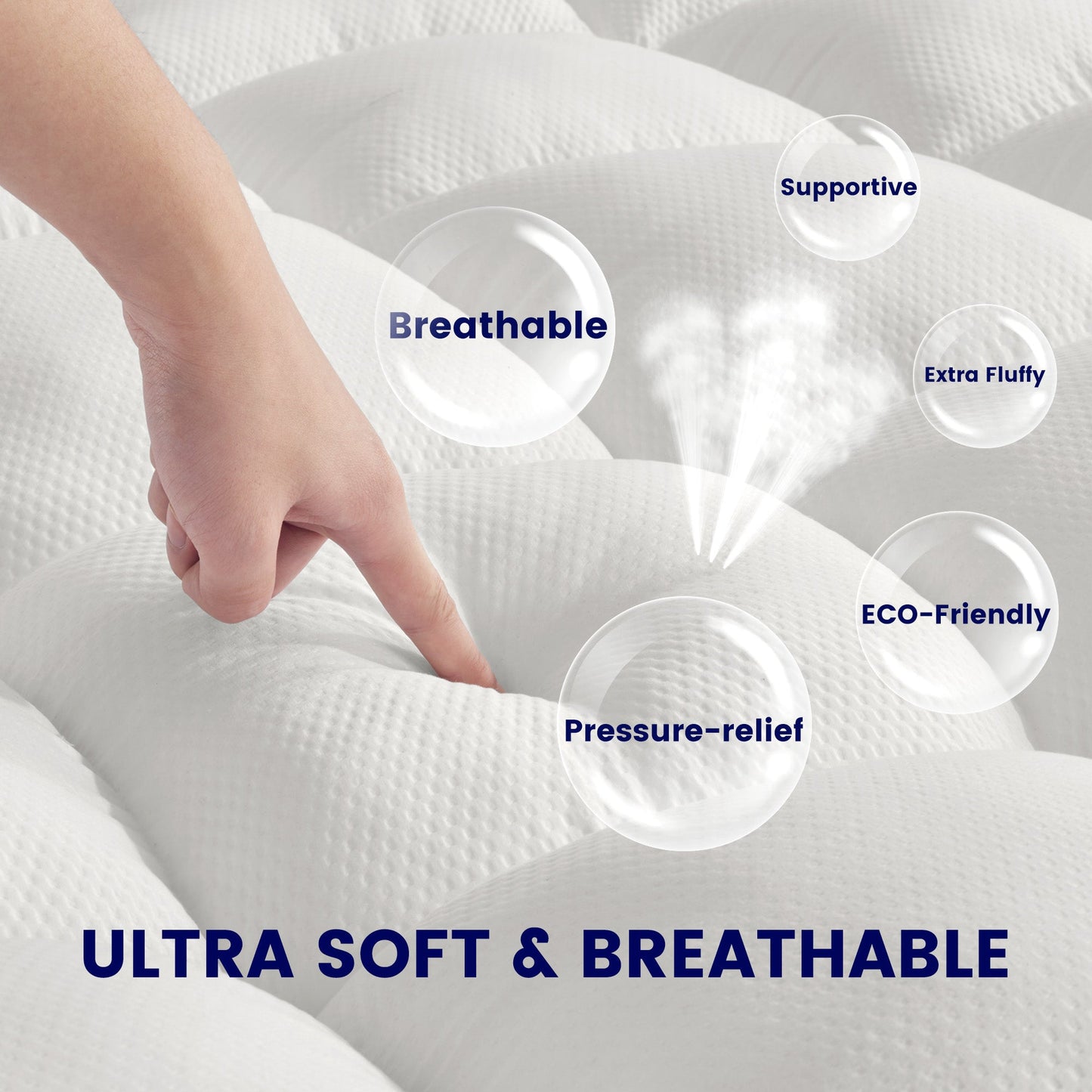 Extra Fluffy Mattress Pad Deep Pockets White