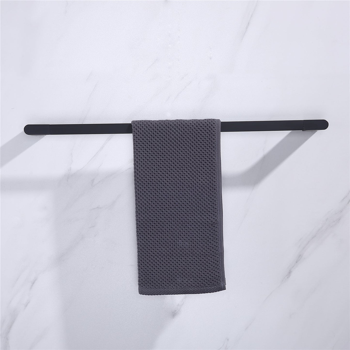 Luxurious 4-Piece Brass Matte Black Bathroom Hardware Set: Towel Bar, Towel Ring, Toilet Paper Holder, Robe Hook, and Tower Holder - Wall Mounted