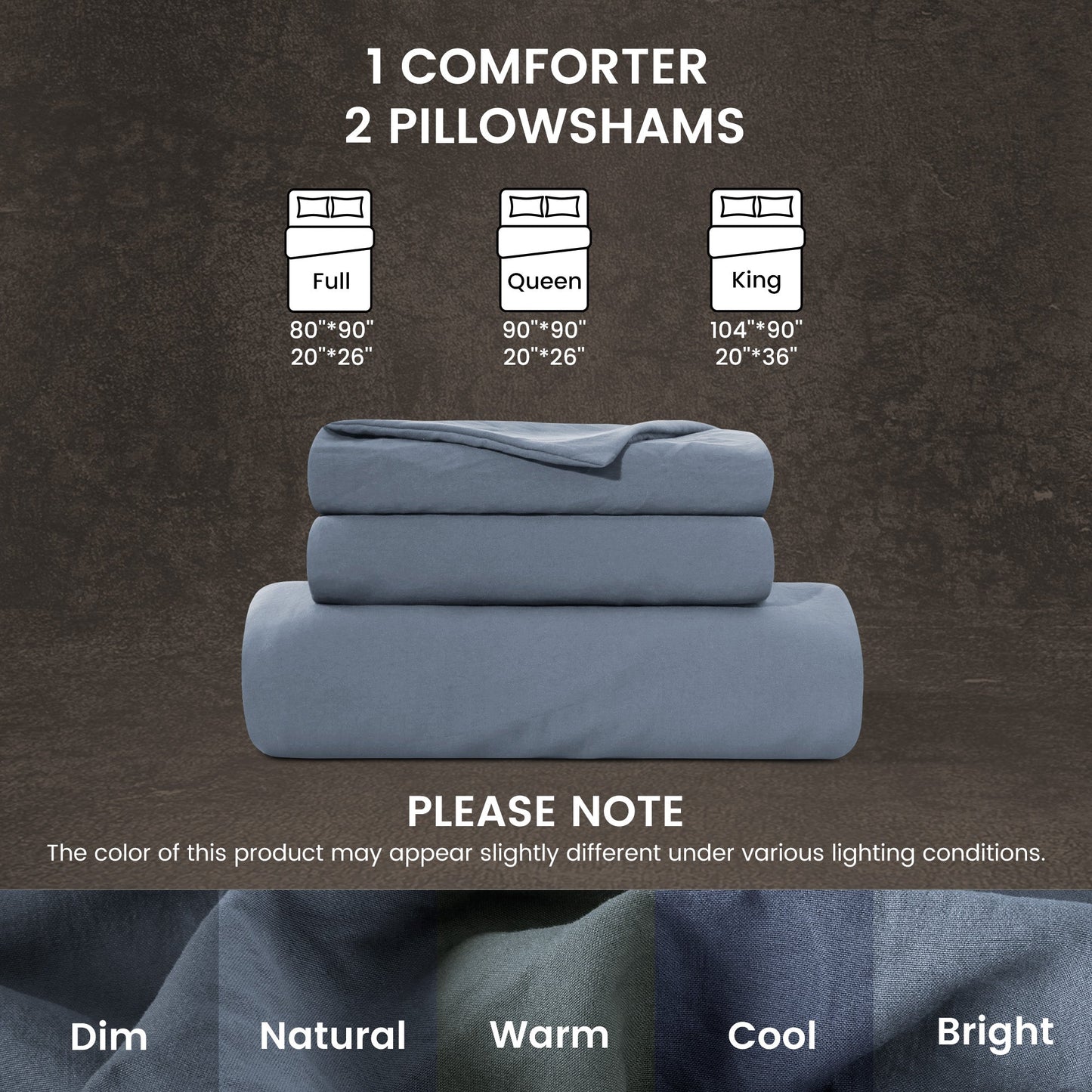 Stone Washed Duvet Cover Set - Flint Stone Blue