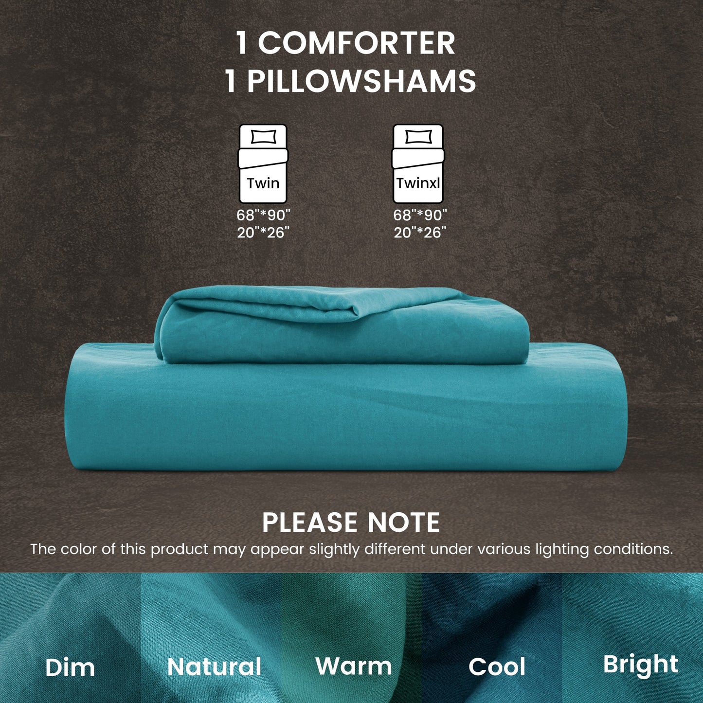 Stone Washed Duvet Cover Set - Teal