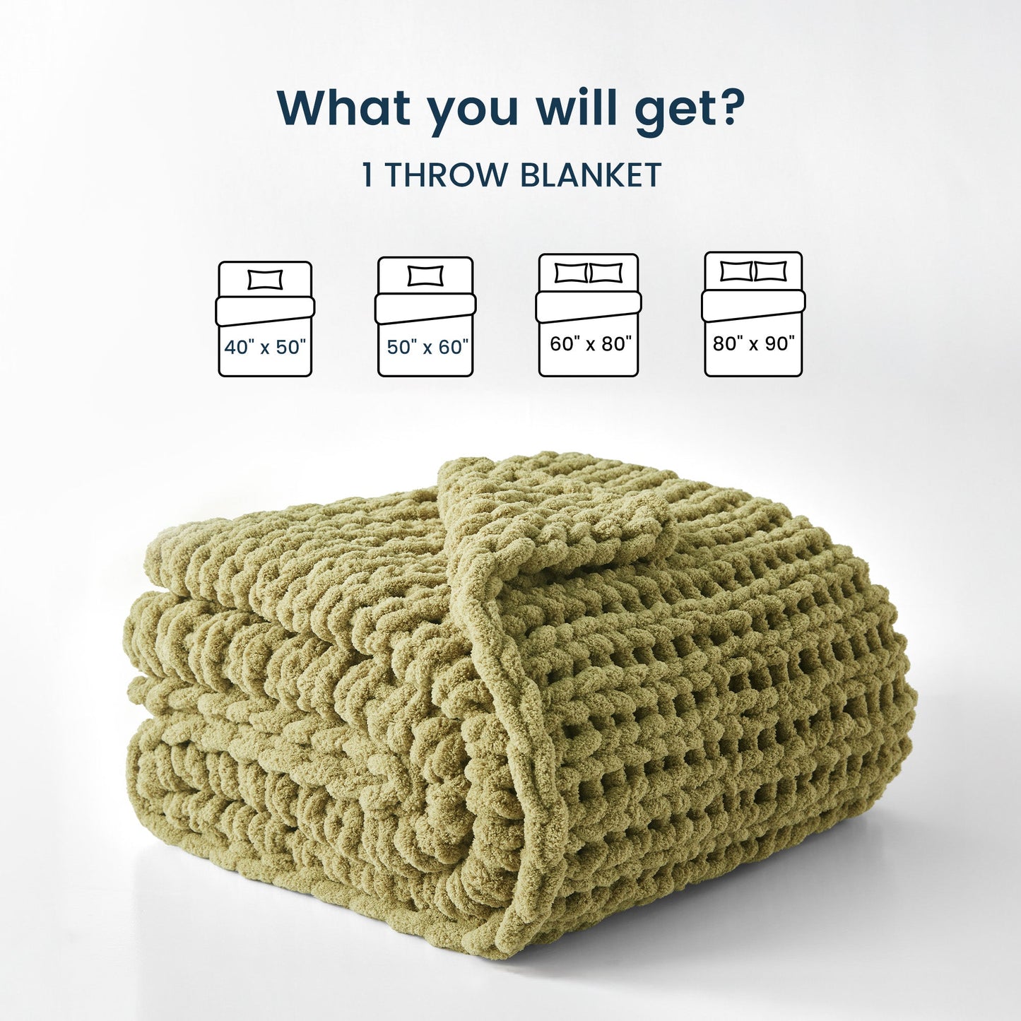 Handmade Washable Velvet Knit Throw Blanket for Couch & Bed - Green