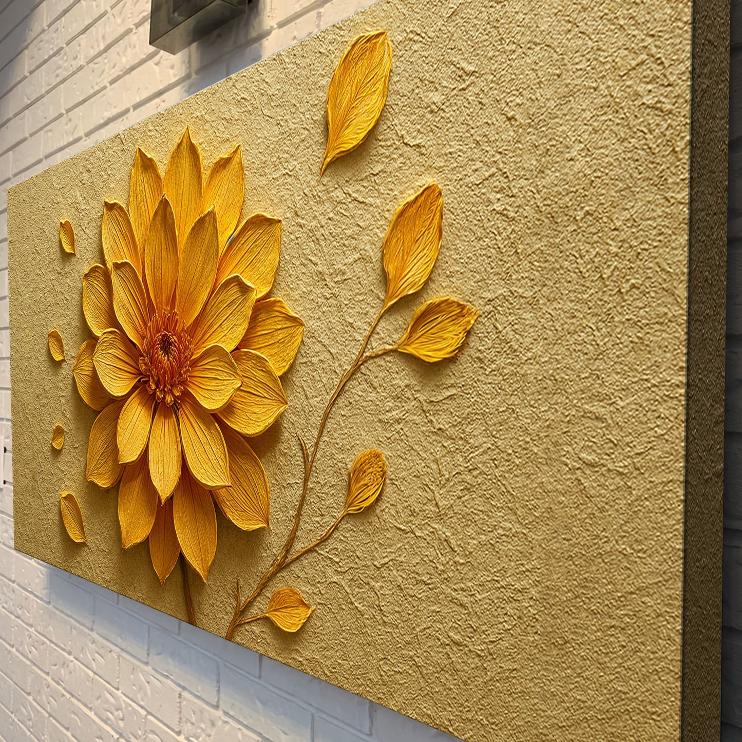 Golden Dandelion Minimalist Abstract Wall Art IV