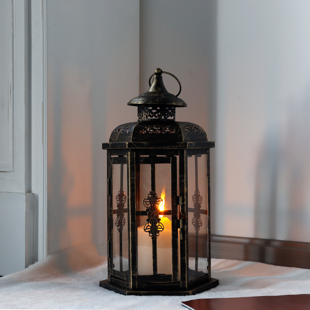 12“H Outdoor Candle Lanterns Vintage Metal Candle Holder