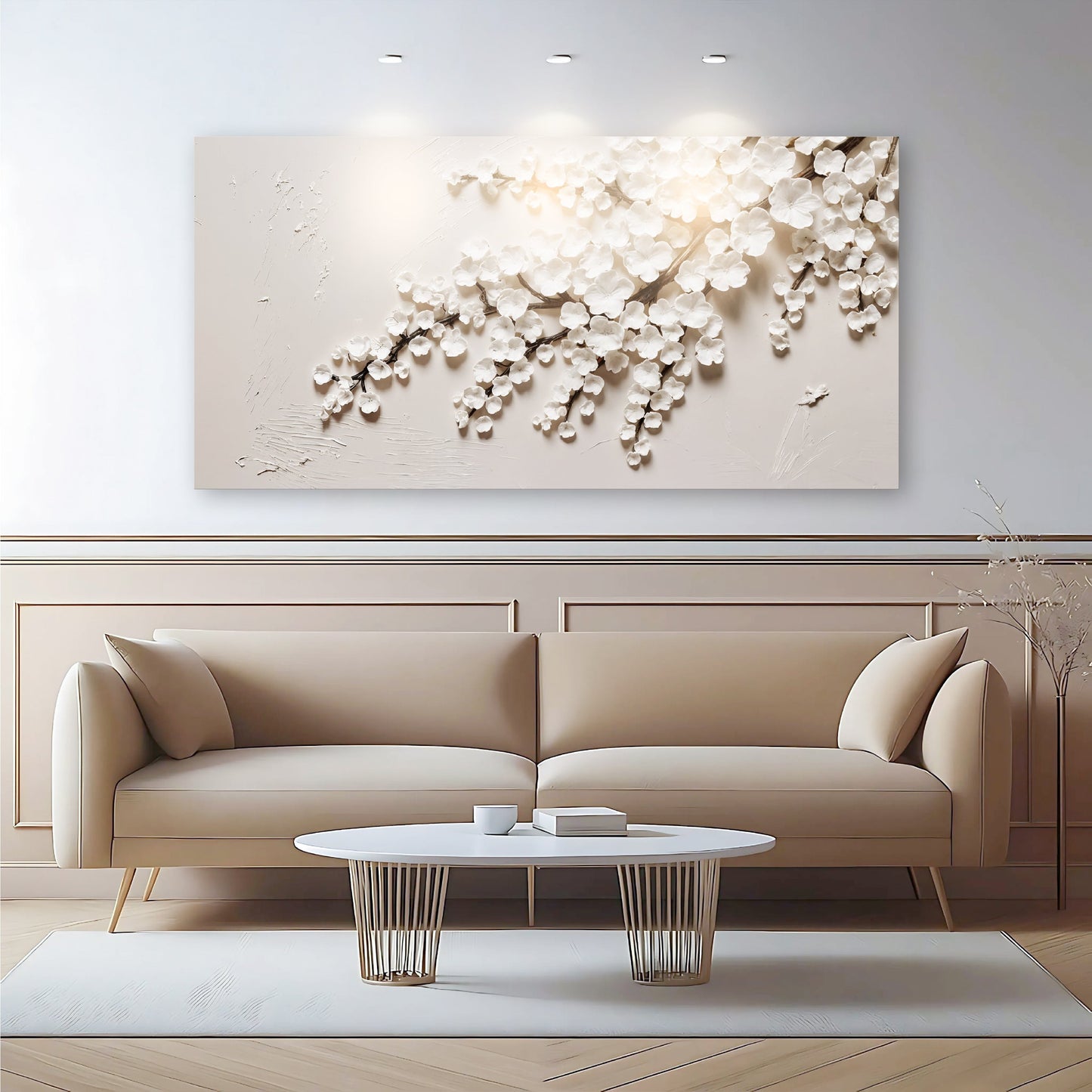 White Cherry Blossom Wall Art