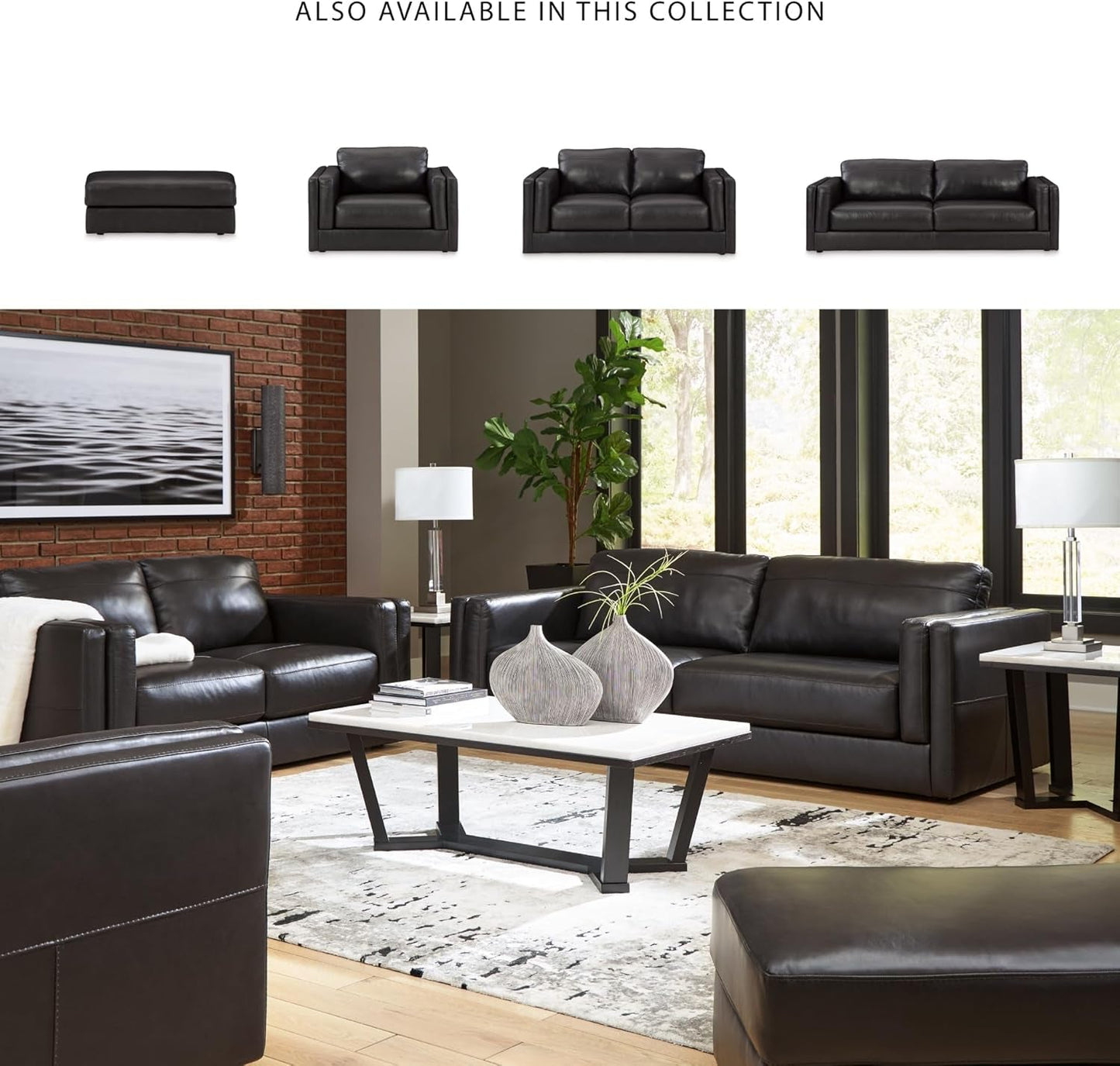 Contemporary Black Cushioned Rectangular Ottoman Finish