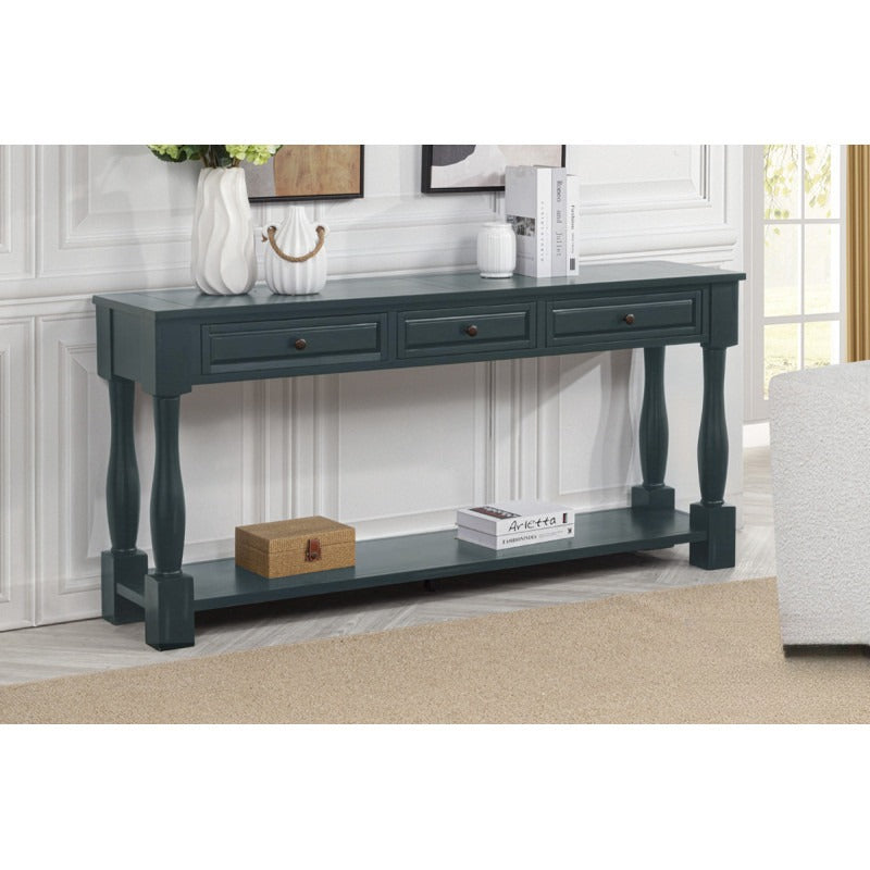 63" Long Console Table with Drawers and Shelf