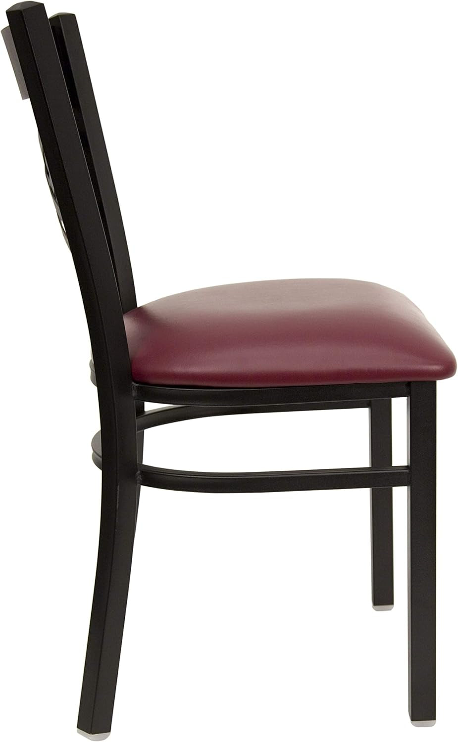Set of 2 Hercules Burgundy Vinyl XBack Metal Dining Chairs for Restaurants Durable Steel Frame