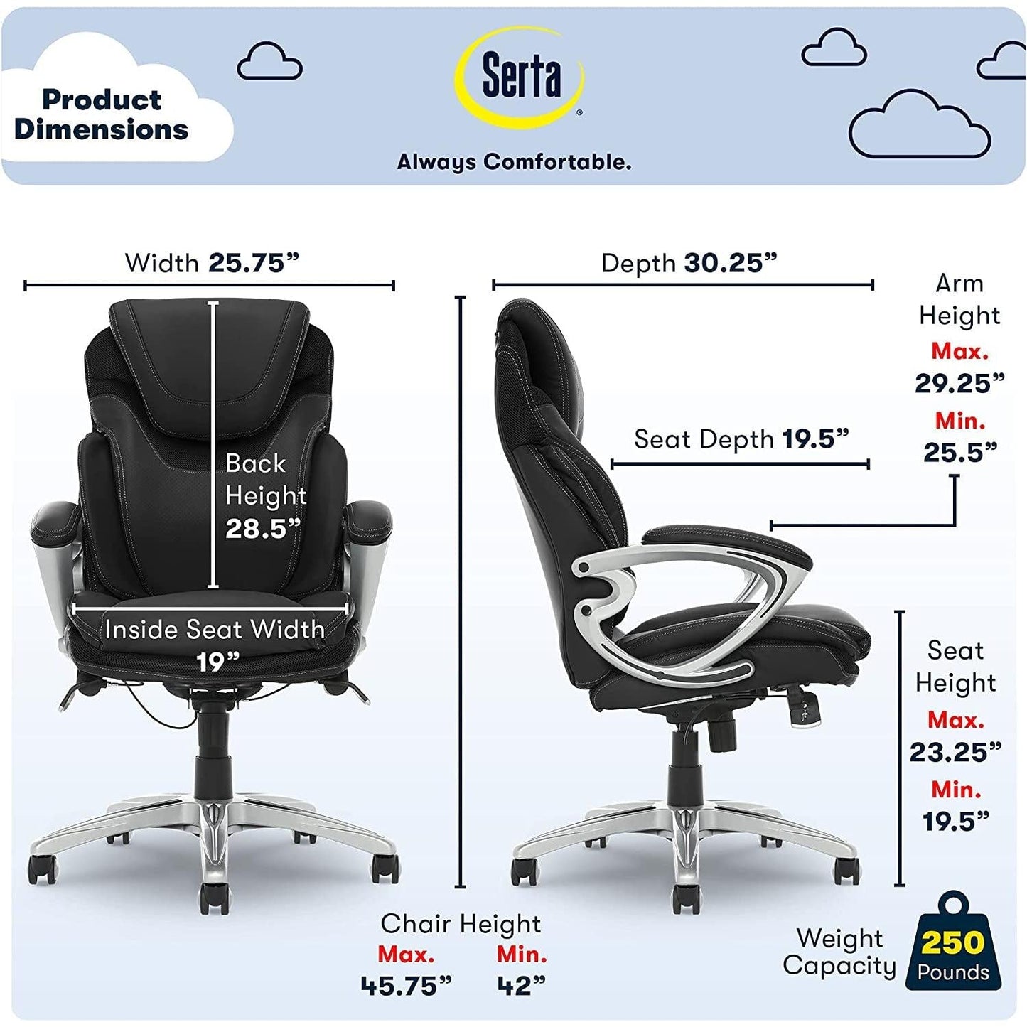 Ergonomic Executive Chair Bonded Leather With Air Lumbar