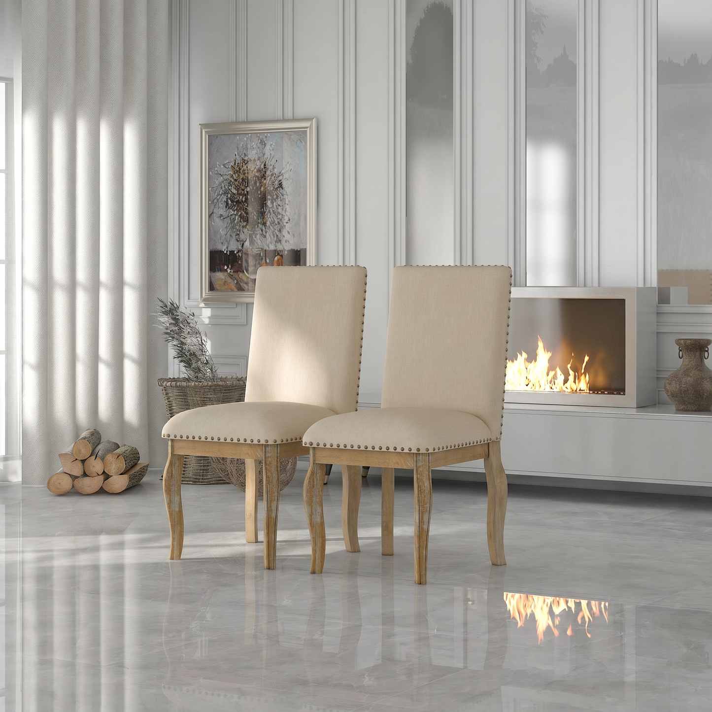 TREXM Set of 2 Upholstered Dining Chairs