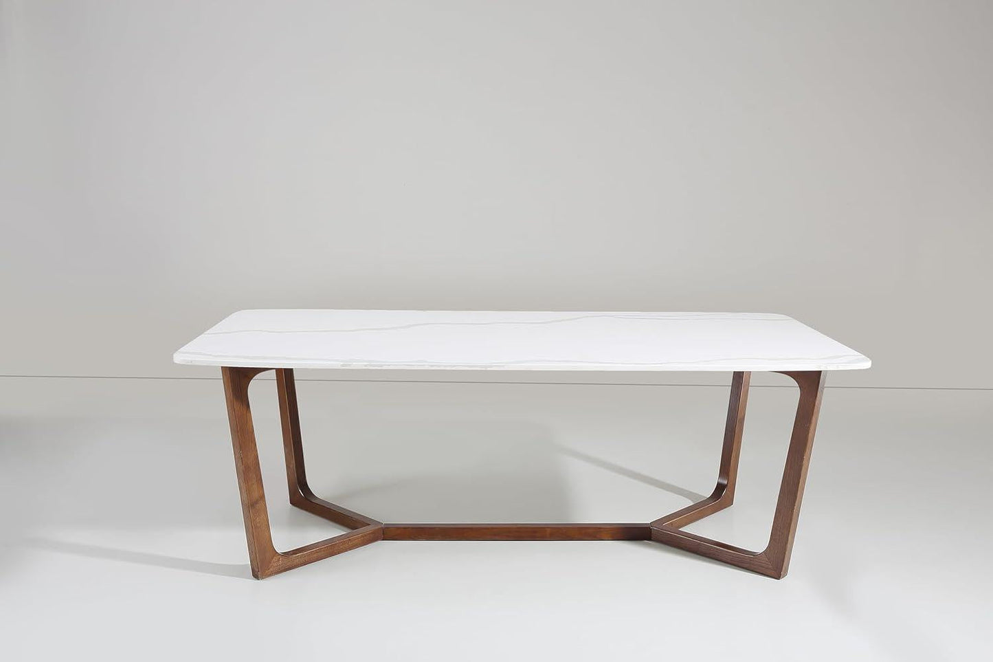 Adelaide Calacatta Quartz Dining Table Walnut Base
