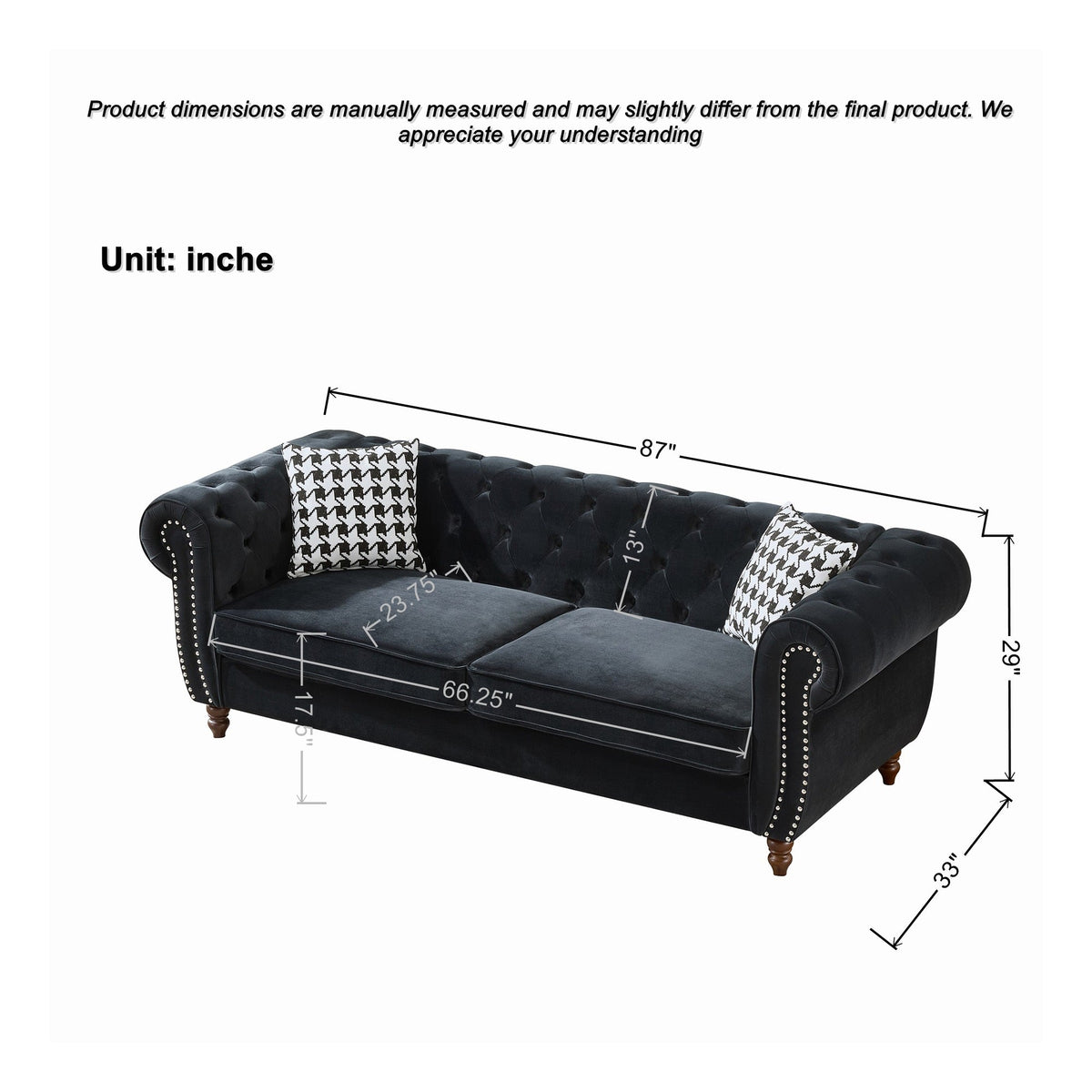 Chesterfield Velvet Upholstered Sofa