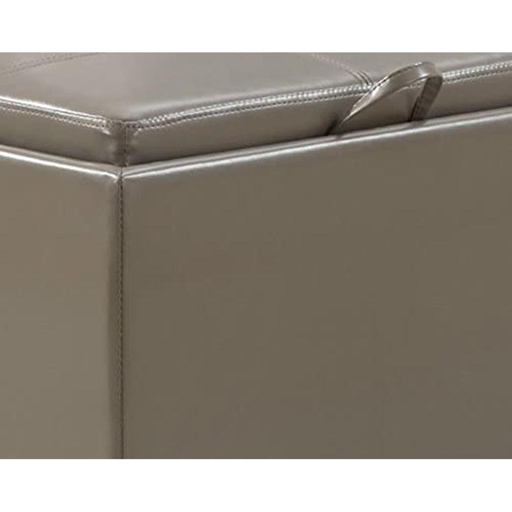 Gray Storage Ottoman With Reversible Tray Top Modern Design
