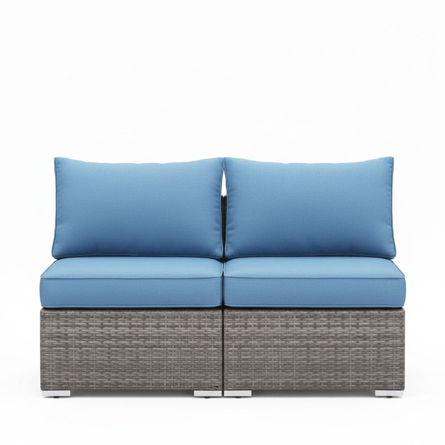 59.8" Outdoor Wicker Armless Sofa Set - 2-Piece Patio Loveseat