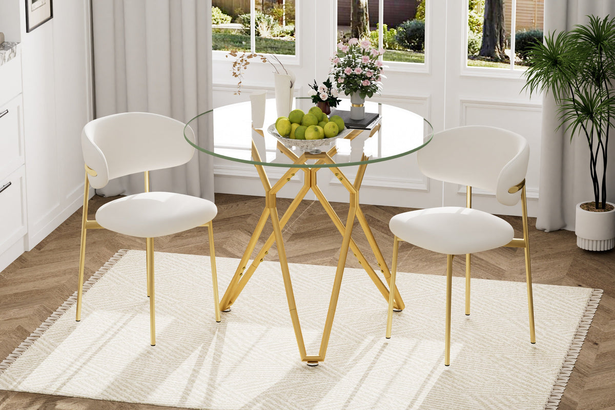35.4-Inch Round Tempered Glass Dining Table