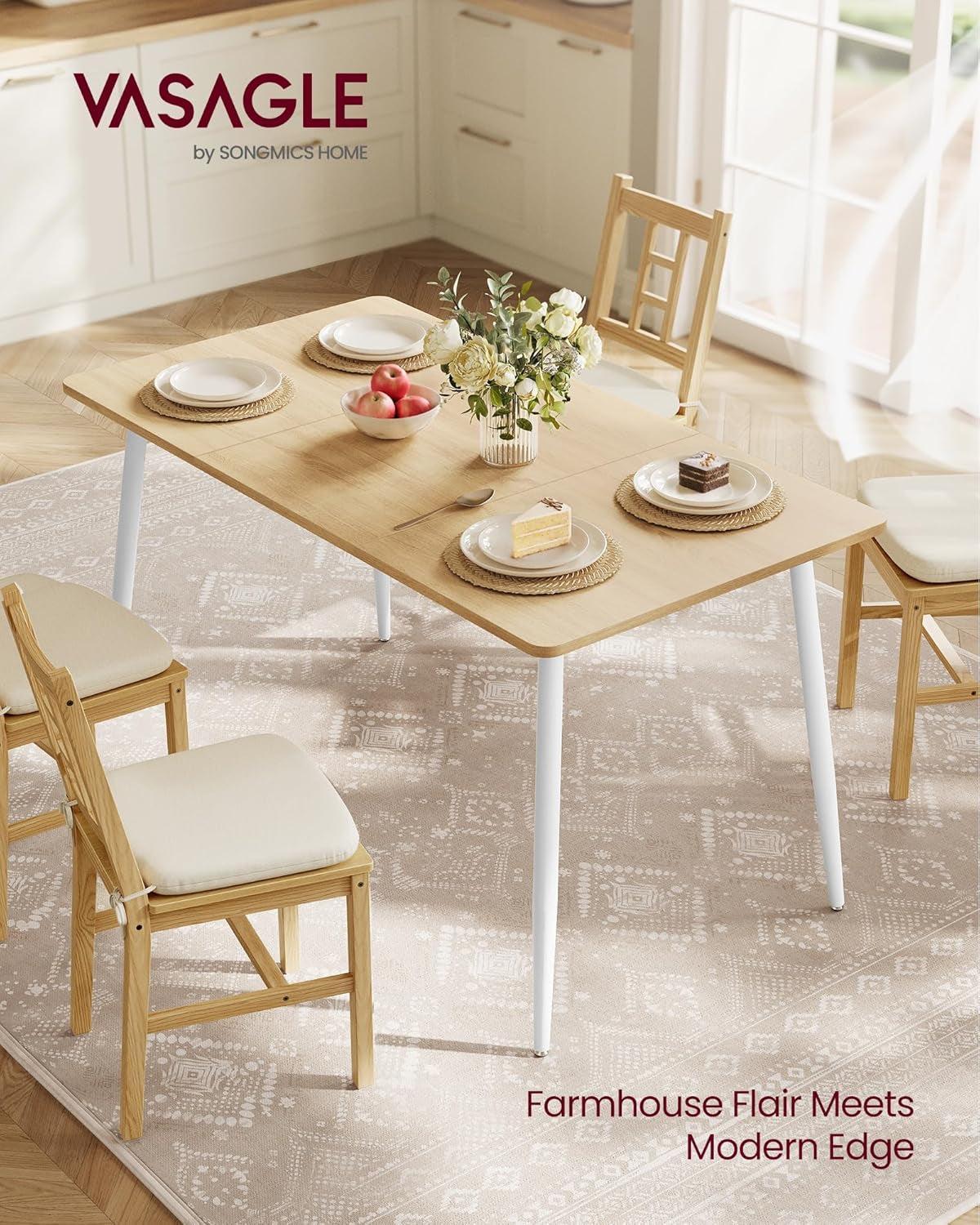 Golden Oak Farmhouse Dining Table 55.1 Top Seats 4 To 6