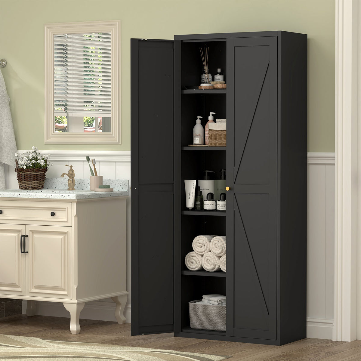 2 Doors Metal Storage Cabinet Kitchen Pantry Cabinet