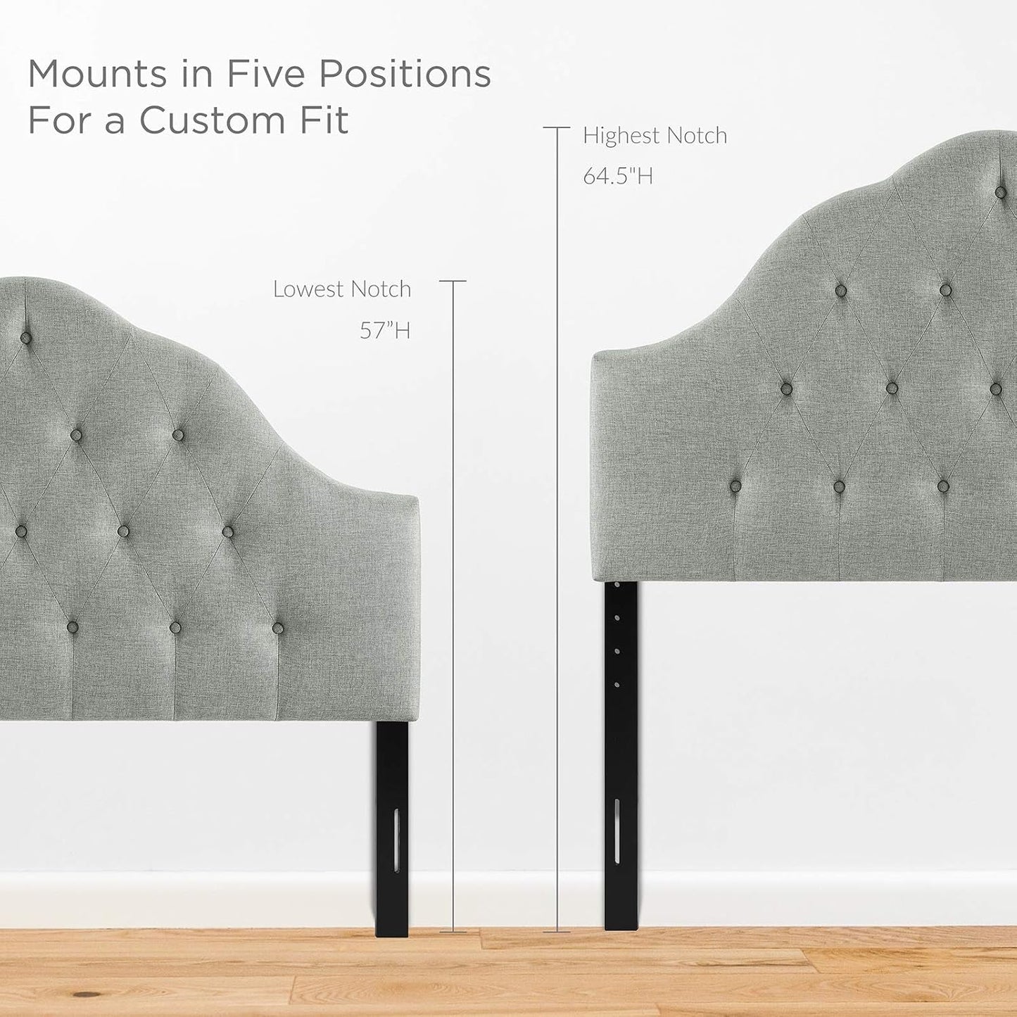 Tufted Linen Upholstered Queen Headboard with High Arch