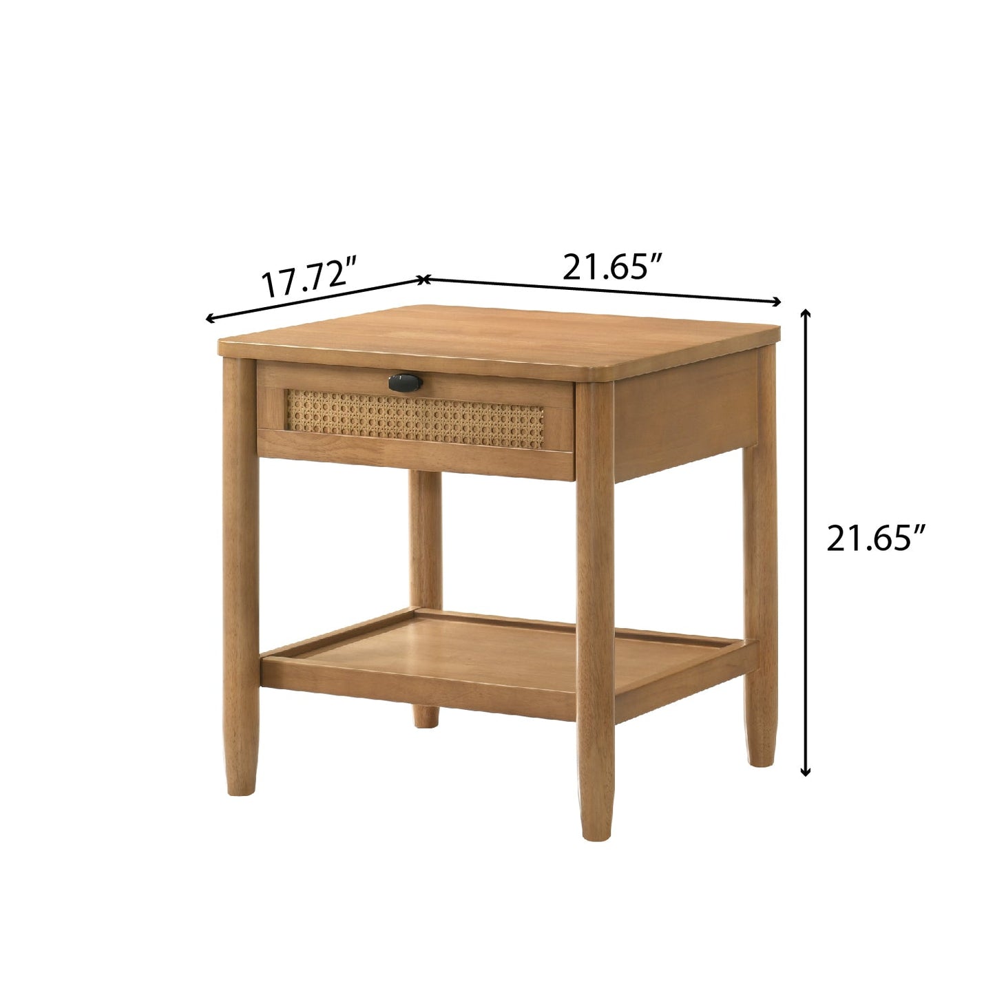 Vichy 2-Piece Rubberwood Bedroom Set, Platform Bed with Nightstand, Queen