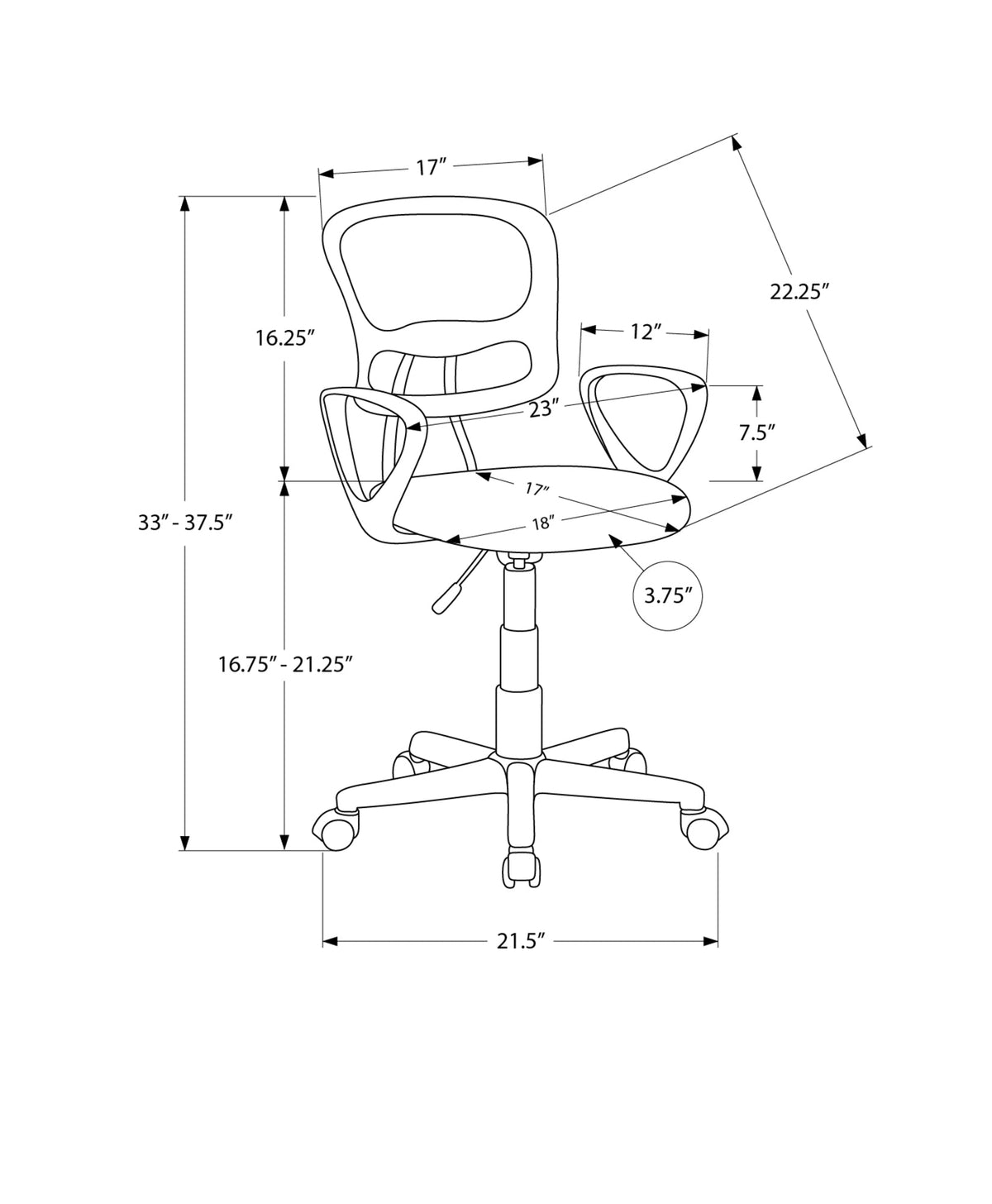 Adjustable Height Ergonomic Office Chair for Kids