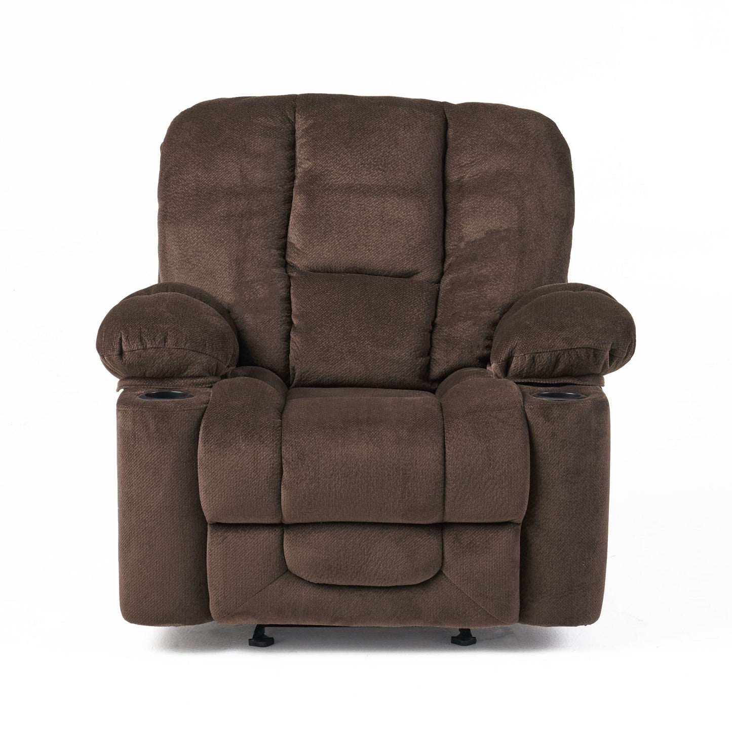 Luxurious Manual Recliner Chair with Skin-Friendly Fabric and Dual Cup Holders