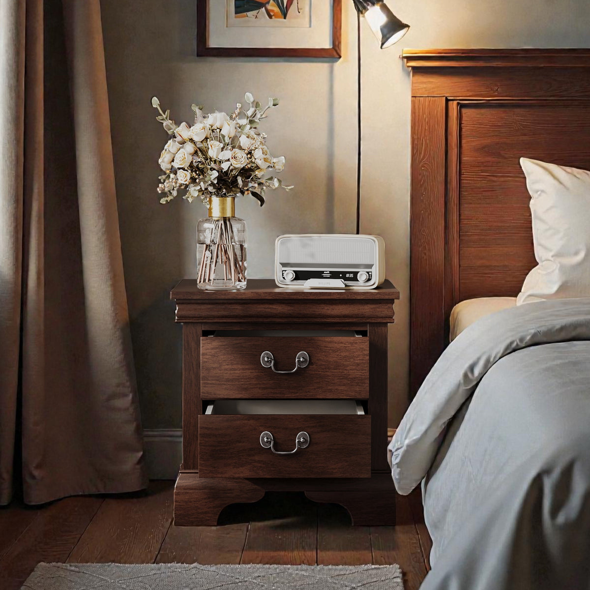 Classic Wooden Nightstand - Cherry