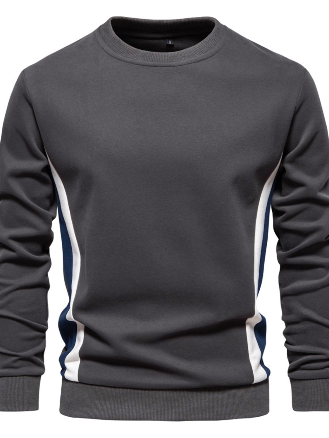 Side Striped Contrast Round Neck Sweatshirt