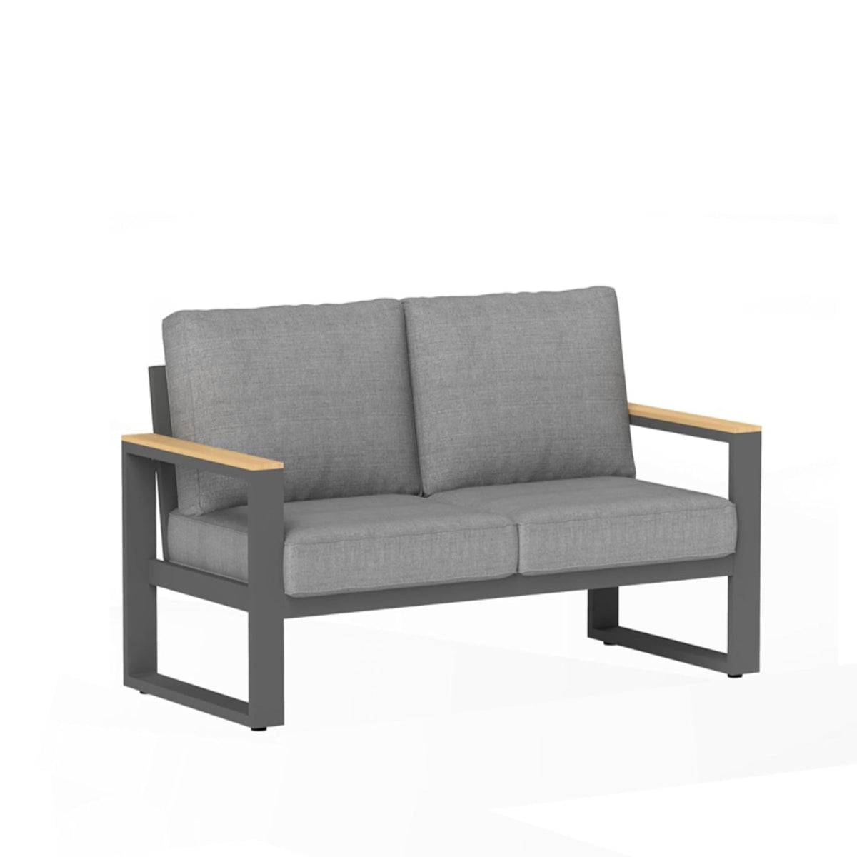 52" All-Weather Aluminum Patio Loveseat Sofa with Thick Cushions